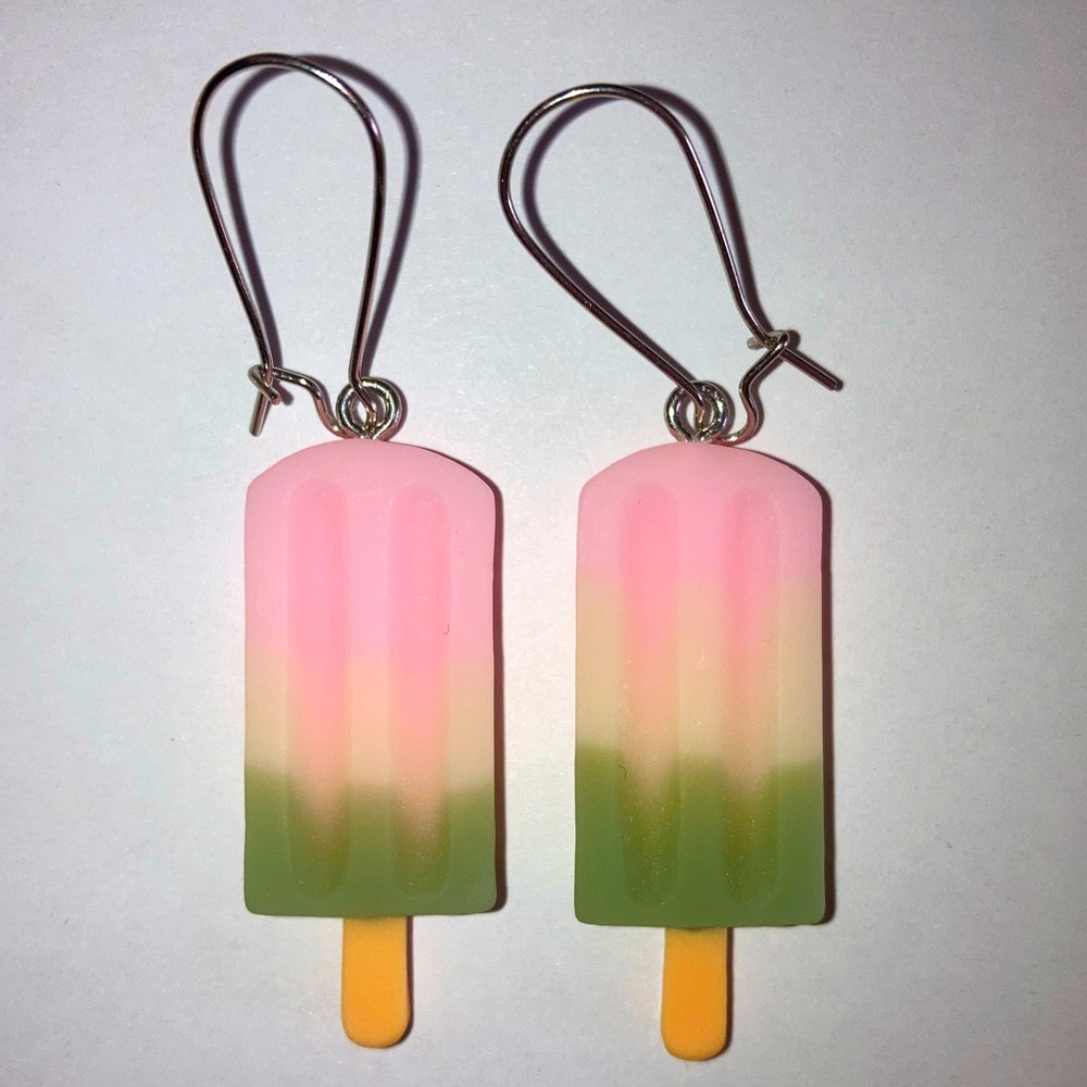 Ink and Green Popsicle Earrings